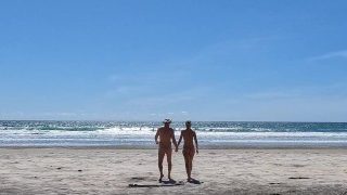 Pink Pussy And Big Dick Hanging On The Nude Beach . Voyeurs Dream