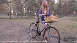 Areana Fox Back Riding Her Bike Nude Masturbating In The Forest