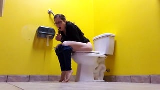 Barefoot Public Toilet Piss