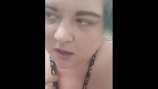 BBW Blue Hair Tattoed Huge Tits Public Restroom Pissing