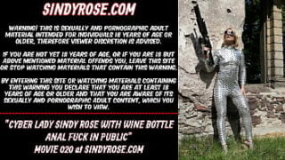 Cyber Lady Sindy Rose With Wine Bottle Anal Fuck In Public