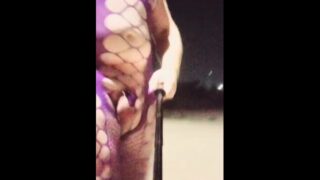 Extremely Risky Public Night Walk In Chastity And Lingerie!