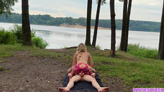 Hardcore Riding By Naked Blonde Outside In Public With Cum Shot Load On Tits