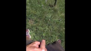 Holding His Cock In Public While He Pees Risky