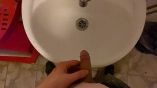 Hooligan In A Public Office Toilet Pissing In The Sink POV