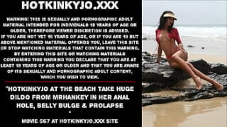 Hotkinkyjo At The Beach Take Huge Dildo From Mrhankey In Her Anal Hole, Belly Bulge & Prolapse