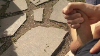 Outdoor Public Handjob Ends With A Huge Cumshot