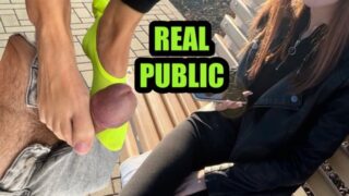 Risky Public Footjob With Natural Cute Girl