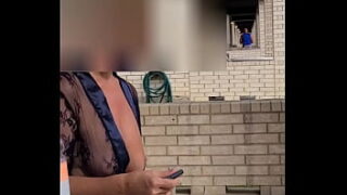 Sitting Outside, Open Robe And Neighbors Next Door, Voyeur Couple