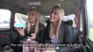Two Blonde Angels Sharing Cock In Fake Taxi