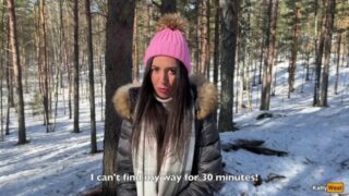 A Girl Got Lost In The Forest And Met A Forester, Thanking Him With Sex – Creampie
