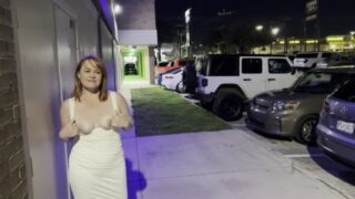 Flashing My Pussy Outside A Sex Club And A See-Through Dress