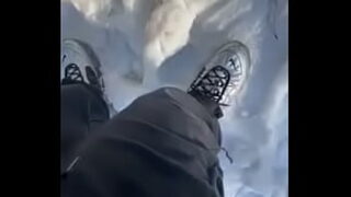 Fucking And Creampie Outside In Public Snow Park