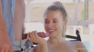 Hottest Blonde Girl Freya Mayer Sucking Big White Cock And Getting Fucked By The Pool