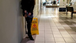 Kinky Piss In Thigh High Boots Then Walking In The Mall