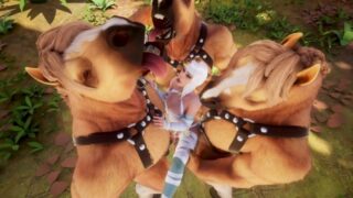 Morning Sex. Three Huge Furries Fucked A Blonde Droid In The Forest, The Forest Of Love