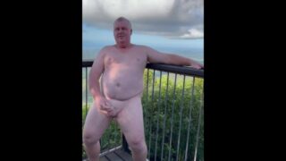 Naked At Public Lookout Wank & Cum
