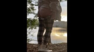 Quick Booty Flash Outside At The Lake