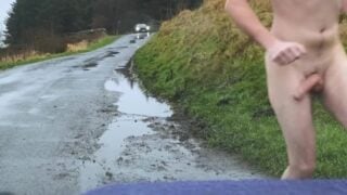 **Real Caught** Teen Caught Naked Outside Jerking Off On Public Road