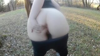 Redhead Risky Public Nudity Tease At Public Park A Velvet Short