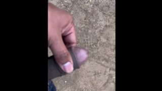 Risky Small Penis Outdoor Jerk In Texas Desert Desert Storm Uncut Small Penis Cum