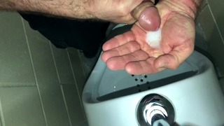 Solo Male Dirty Talk – Risky Public Washroom Masturbation At The Urinal And Swallowing My Cumshot