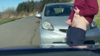 Teen Caught Jerking On Public Road By Couple