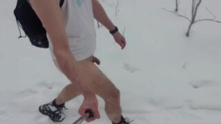 Walking Naked Through The Snowy Forest . I Wanted To Masturbate . Great Cumshot