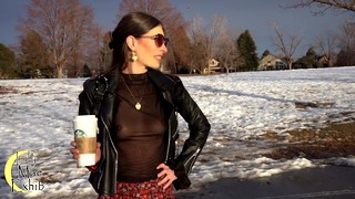 Boldly Showing Off My Nipples To Strangers In A See-Through Top And No Bra