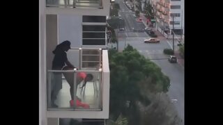 Ebony Couple Sex On The Balcony
