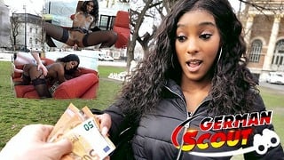German Scout – Ebony Fitness Teen Rae – Eye Rolling Orgasm Fuck at Real Street interview