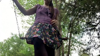 Peek Up My Skirt While I Swing. Can You Tell While I Cum?