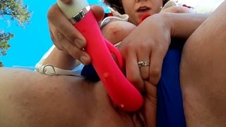 Chubby Sailor Moon Uses Dildo in Public