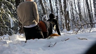 Raw Doggy Style In A Winter Forest