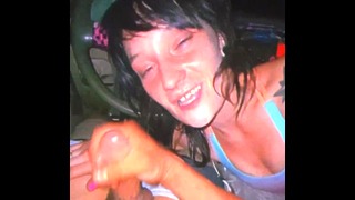 cum shot at end of skaterbabe sonic blossoms face from lil step brothers first reality car bj