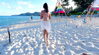 Squirting on PUBLIC BEACH and Dripping Anal Creampie ! Day with my Step Sister & FREUTOY