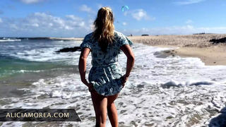 Blonde slutwife shows off to strangers nude and exposed on public beach
