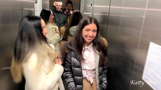 Real Public Foursome with Teen Beauties