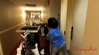 Dick Flashing Real Hotel Maid Films Me Jerking Off And Gives Me A Pussy Rubbing Cameltoe Job