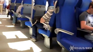 Crazy twink is wanking in the public full train