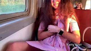Teen Public Handjob on Train