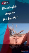 She masturbates and he gives her a small vibrating sex toy for her in Cap d'Agde.
