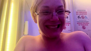 Explosive squirt and pussy spread in the airplane toilet