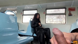 Public Handjob on Train Ends in Blowjob from Stranger Girl – Risky Dick Flashing