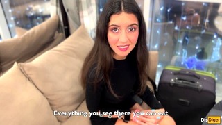 The beauty offered the waiter a train ride with her and anal sex