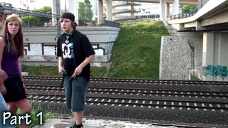 Young pretty girl street gangbang Part 1