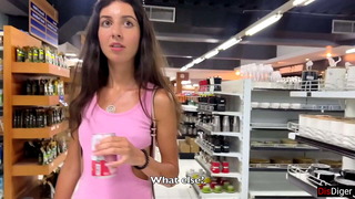 Cumwalk in Public Supermarket – Facial Fetish Outdoor Blowjob
