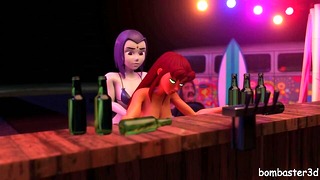 Raven fucks Strfire at the beach cafe.