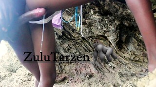 Pussy drains sperm from dick at the beach