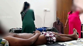 Dick flashing infront of two maids